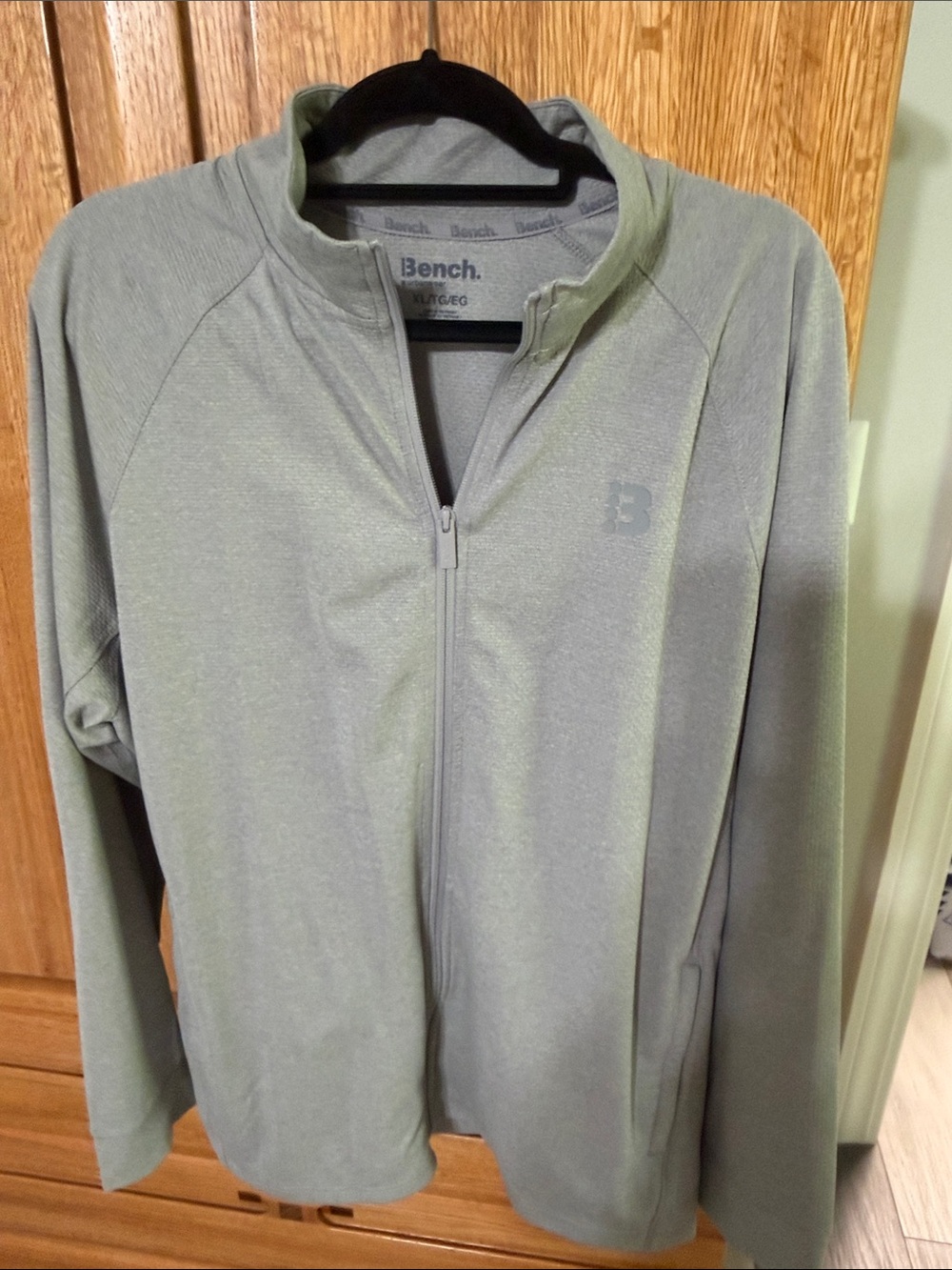 Mens Bench Light Gray Full-Zip Bomber Jacket